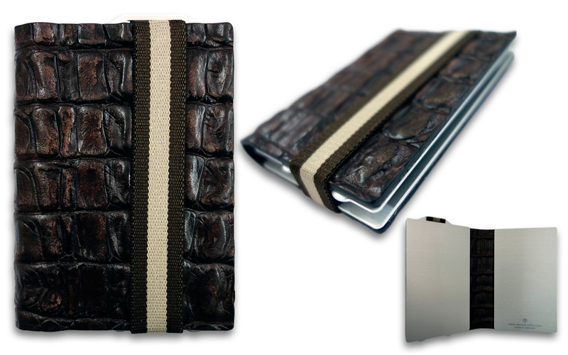 Q7 Wallet Bruin Leer Krokodillenprint