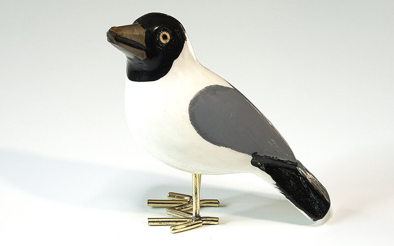 Houten vogel miniatuur Kokmeeuw
