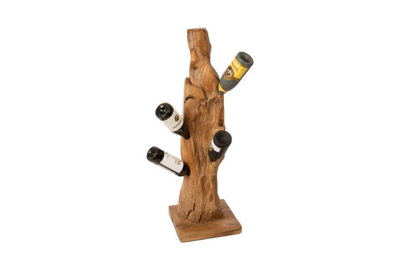Wijnrek Teak wortel hout 6 flessen