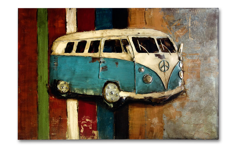 Metalen schilderij VW bus