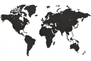 Kopie van Wereldkaart Hout Zwart 90 X 54 cm